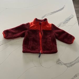 3/$9 Cat & Jack fleece coat. red & orange fuzzy jacket. 12 month Infant toddler